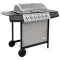 Grill gazowy 2026 z 6 palnikami, czarno-srebrny V0288