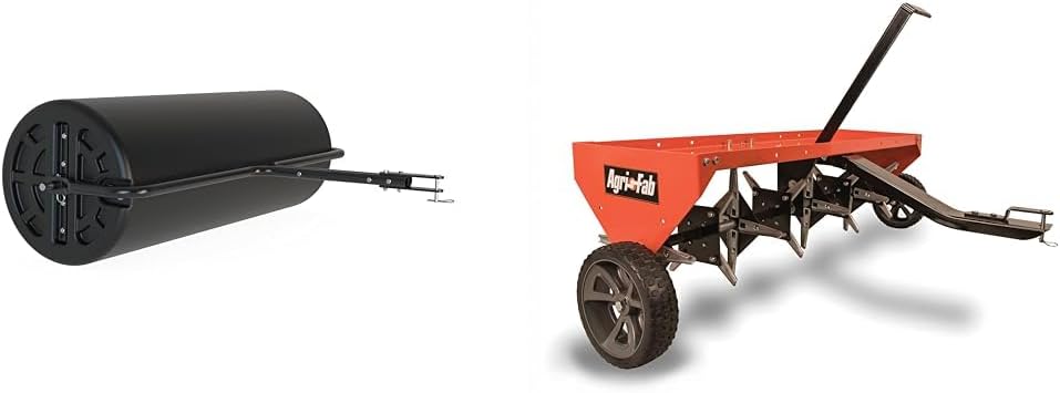 18 x 48 Tow Behind Poly Lawn Roller 550 lbs Weight with Water, Poly Drum and Steel Frame, with Plug. Designed for Lawn and Garden Tractors