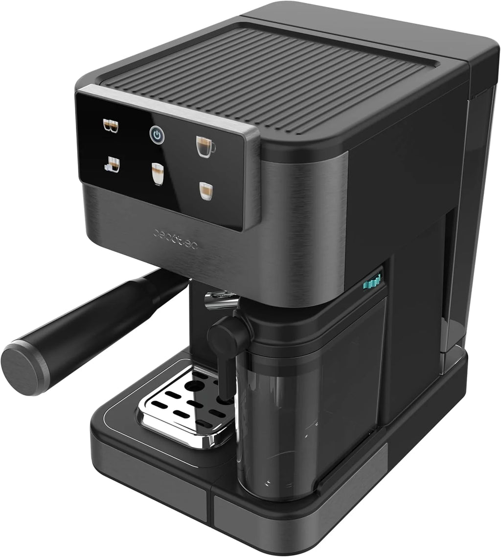 Cecotec Ekspres do kawy z podwójnym wyjściem Power Espresso 20 Barista Cream. 1550 W, 20 prętów, zbiornik na ziarna kawy 250g, młynek z 30 poziomami mielenia, termoblok, zbiornik na wodę 2.5 L