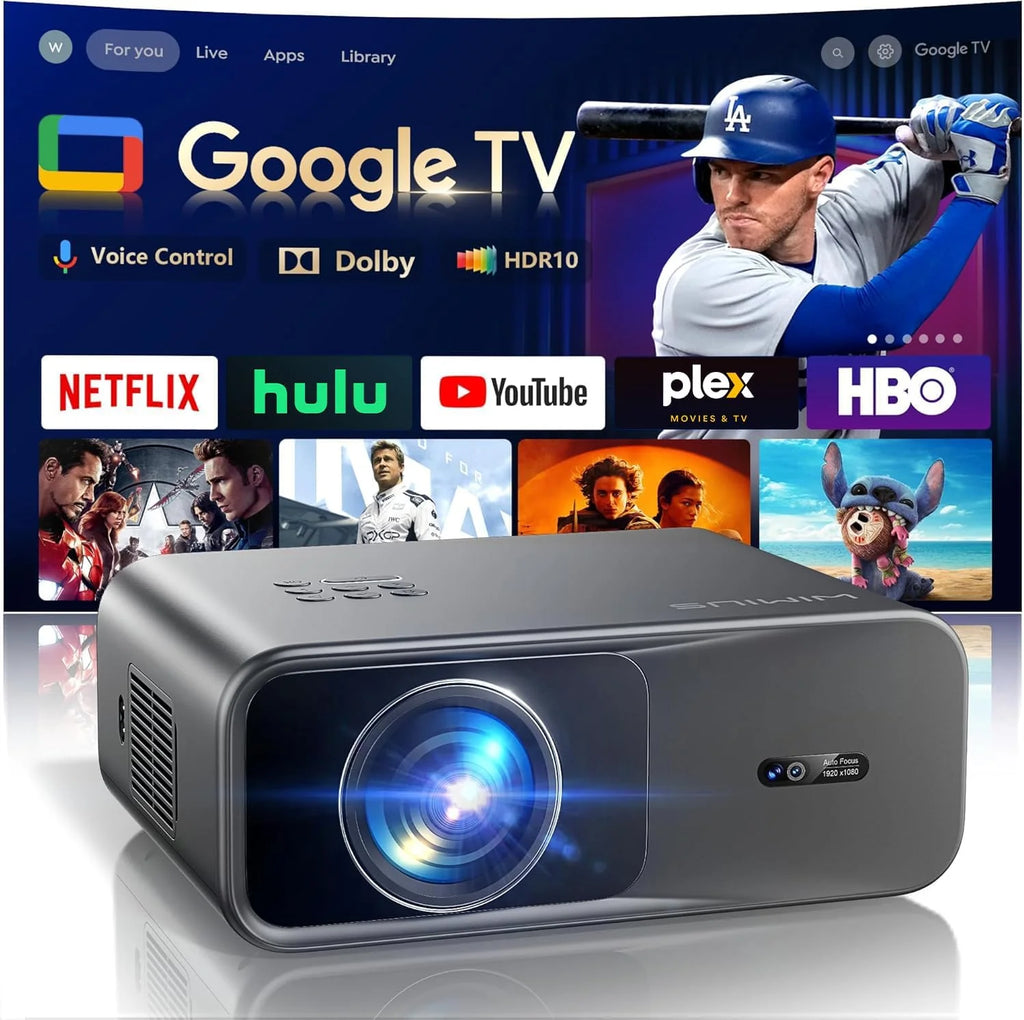 Projektor 4K WiFi Bluetooth 1080P Natywny Full HD, Auto Focus/Keystone Projektor wideo z wbudowaną aplikacją do kina domowego