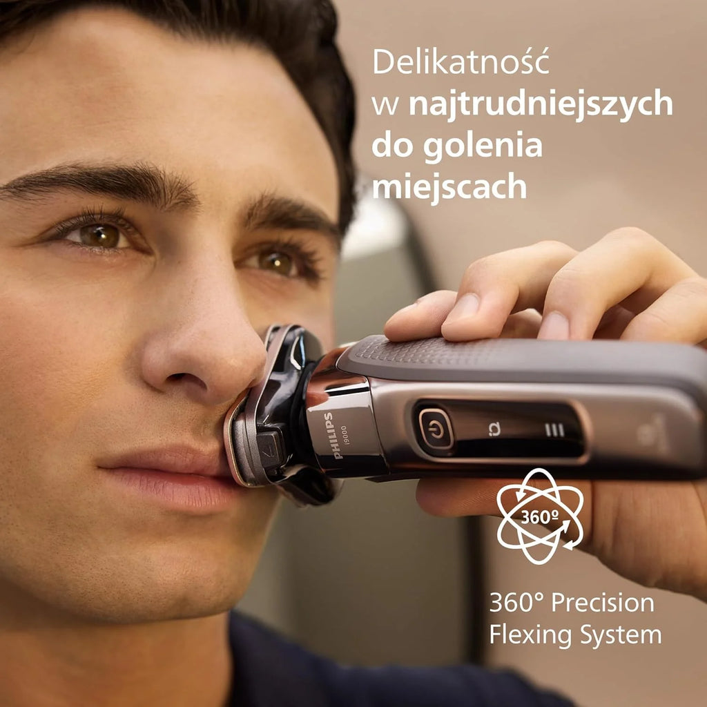 Philips Shaver i9000, golarka elektryczna do golenia na mokro i na sucho, z technologią Skin IQ, systemem Triple Lift & Cut, 360-obrotowymi podwójnymi precyzyjnymi ostrzami SteelPrecision, X9002/30