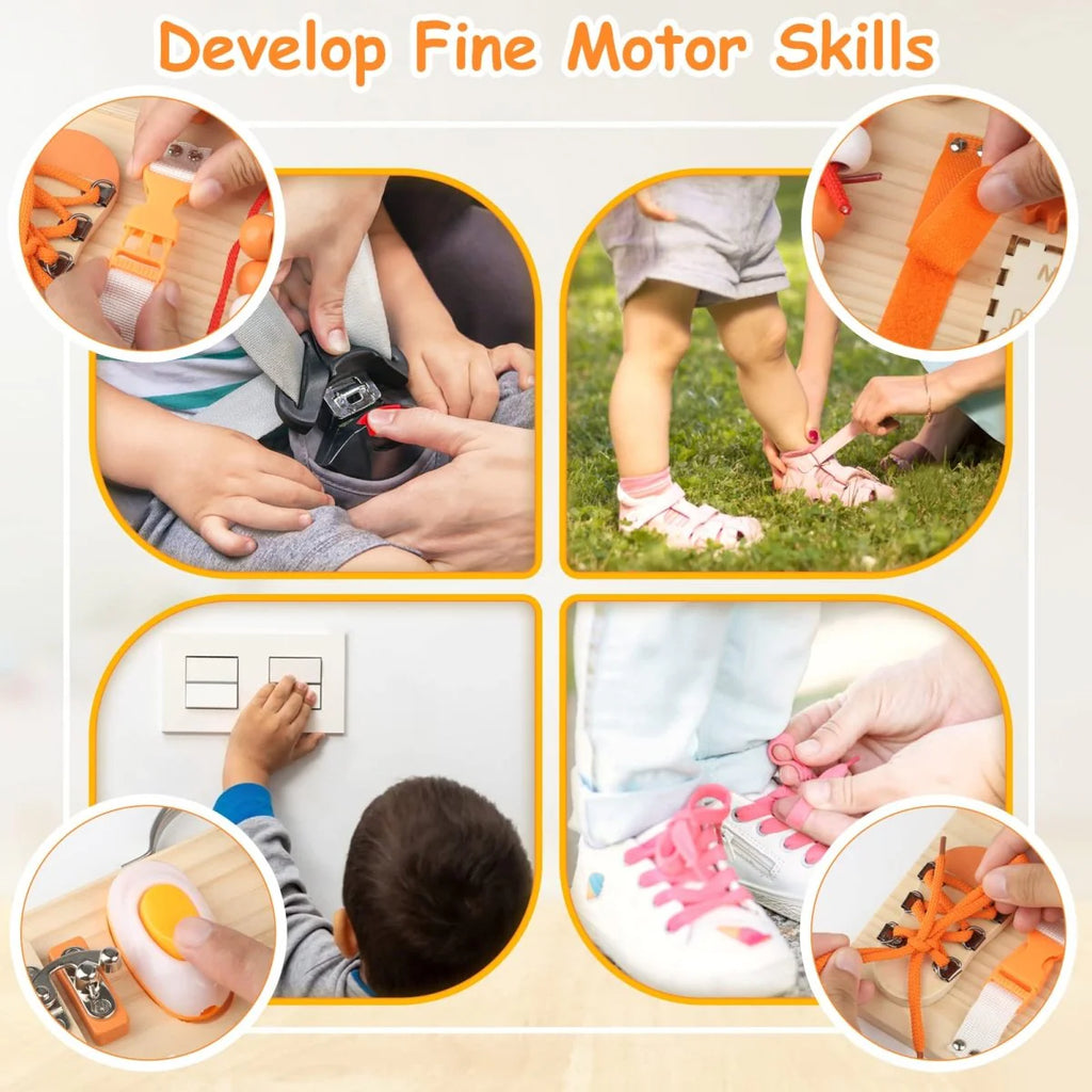 Montessori Busy Board - Interactive Activity Panel for Toddlers 1-3