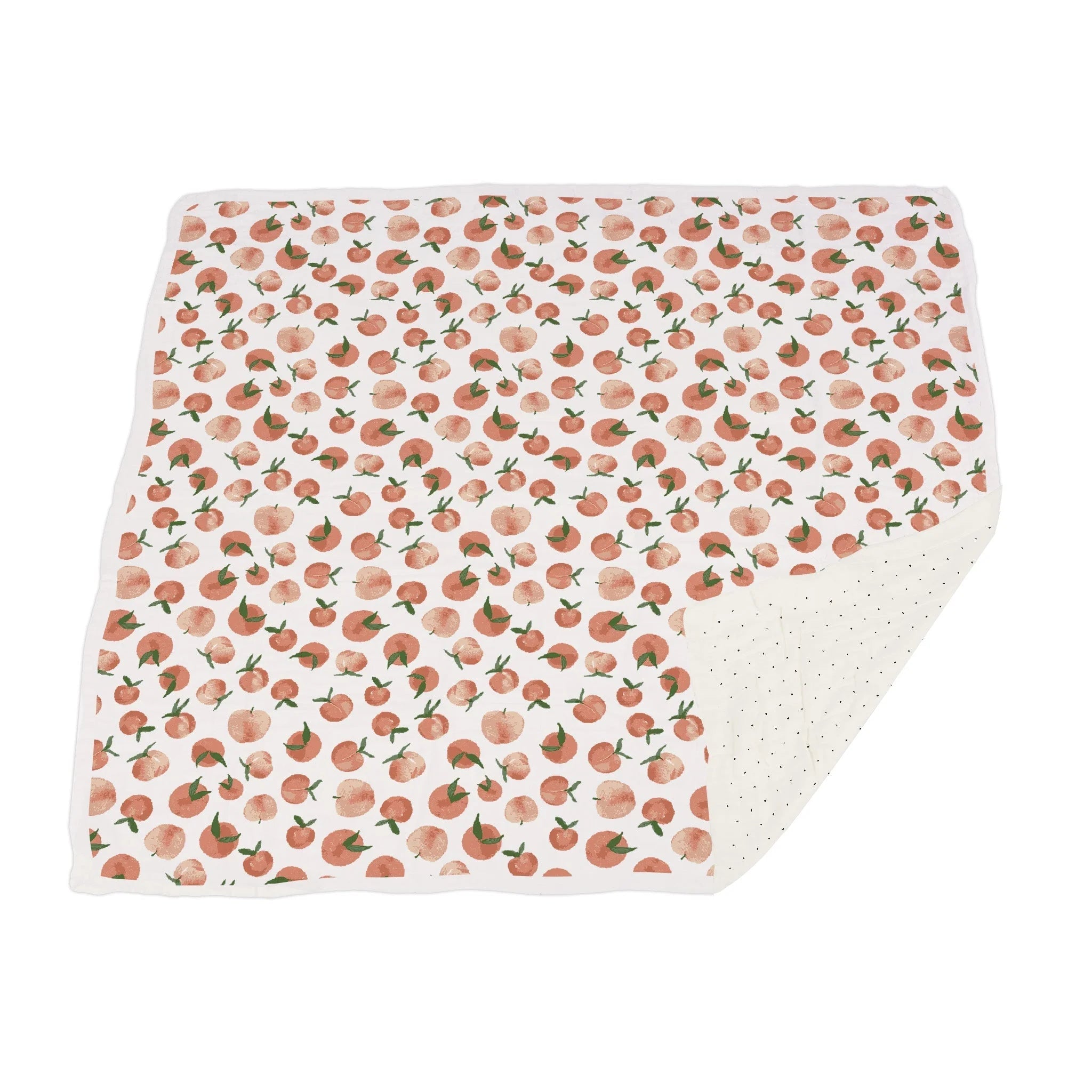 Carnelian Peaches and Black and White Polka Dot Blanket