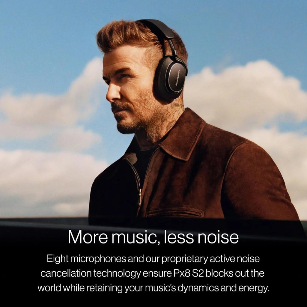Bowers & Wilkins Px8 S2 bezprzewodowe słuchawki z redukcją szumów z Bluetooth Audio, funkcja szybkiego ładowania, 30 godzin odtwarzania w wysokiej rozdzielczości i mikrofonem - onyks czarny
