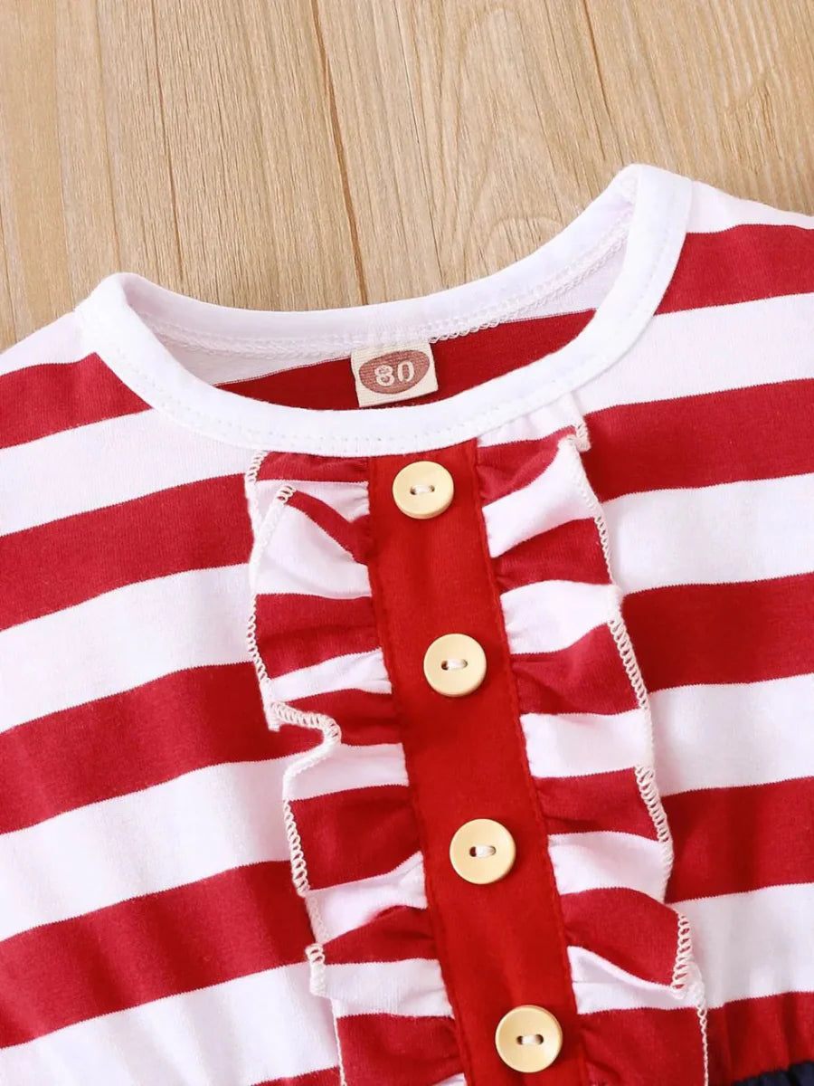 Ruffled decorative button baby dress for toddlers