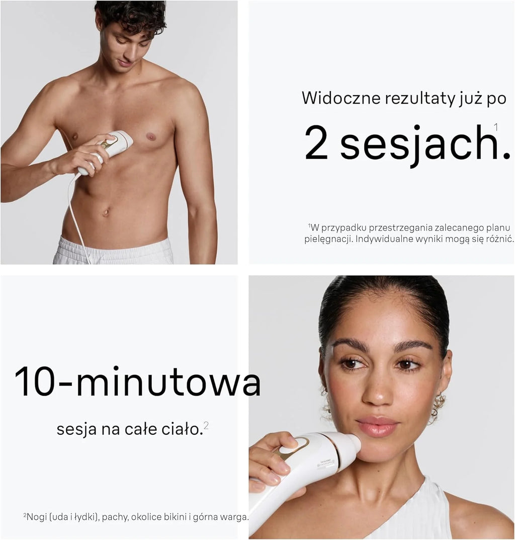 Braun IPL Smart Silk·expert Pro 5, Laserowe Usuwanie Owłosienia w Domu, Trwała Depilacja, Z Saszetką, 2 Nasadkami, PL5210