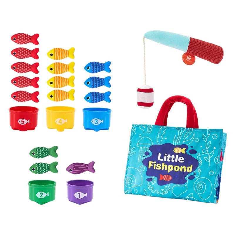 Montessori Fishing Game Set Toddlers, 22pcs Fabric Toy Stacking Cups