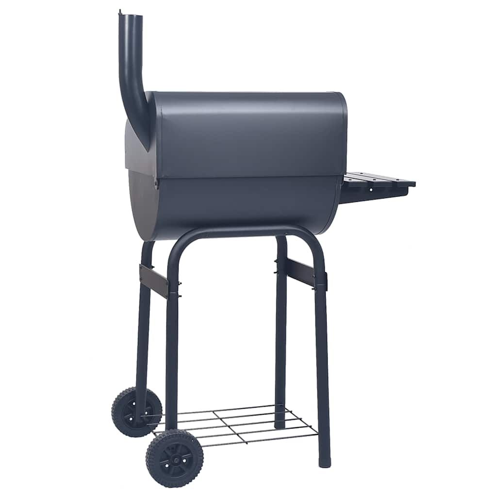 Czarny grill węglowy z wędzarnią i dolną półką vidaxl