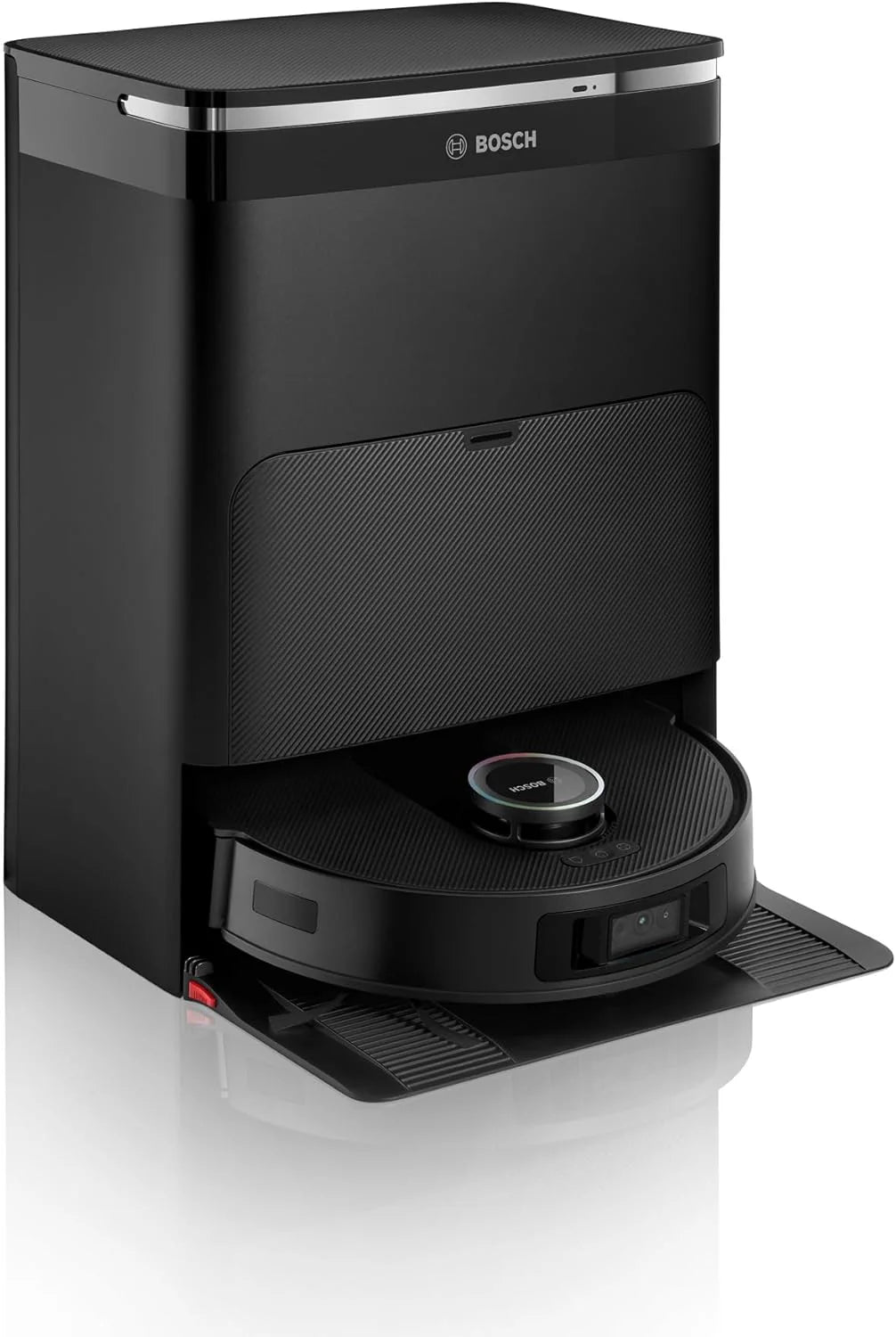 Bosch Spotless Max Robot sprzątający z funkcją mopowania, moc ssania 11 000 Pa, wysuwana nakładka mopującą, stacja czyszczącą, nawigacją Smart Vision, aplikacja Bosch Home Connect, BCRDW3B, czarny