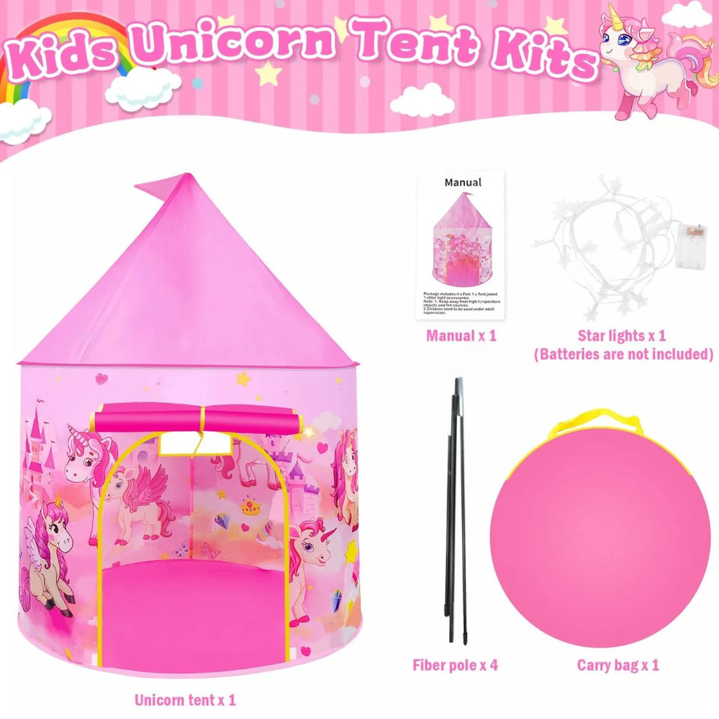 Unicorn Pop Up Tent Pink for Indoor & Outdoor Princess Playhouse