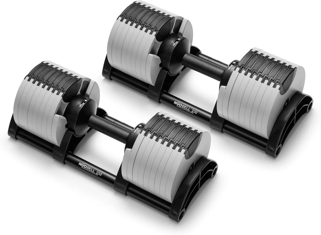 NÜOBELL 232 Regulowany zestaw hantli | 2-32 kg z interwałami 2 kg | Szybkie pokrętło | Trening siłowy Premium