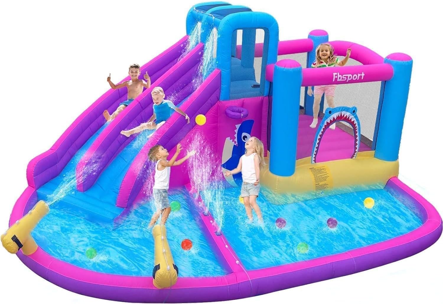 FBSPORT dmuchany zamek zewnętrzny z dmuchawą 545 x 365 x 218 cm zamki do skakania