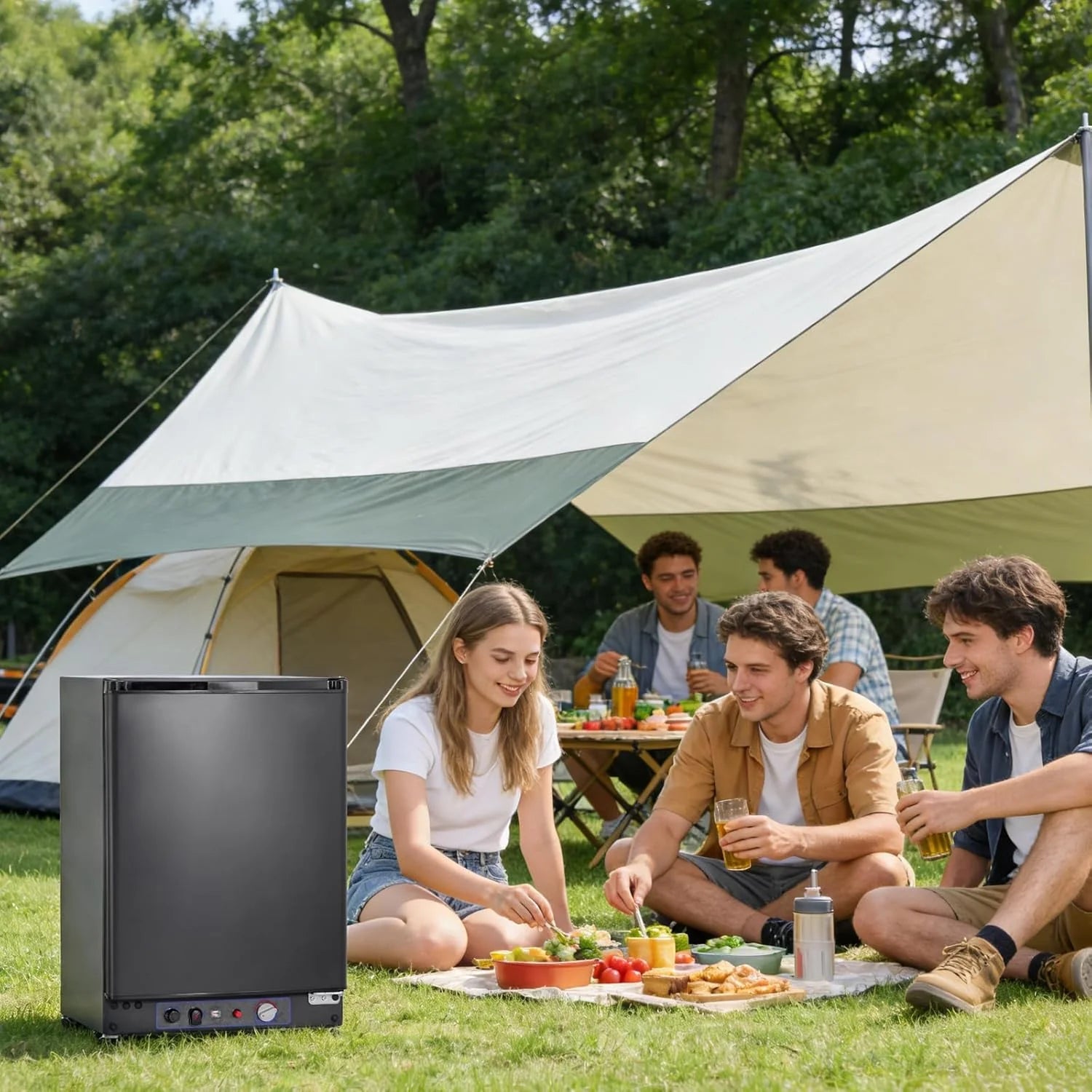 SMETA 60L Lodówka Gazowa 12V, 230V, AC/DC, 3-Drożna, Z Odwracalnymi Drzwiami, Idealna Do Przyczepy Kempingowej, Vanów, Kempingu, Off-Grid, Domków Letniskowych i Garaży
