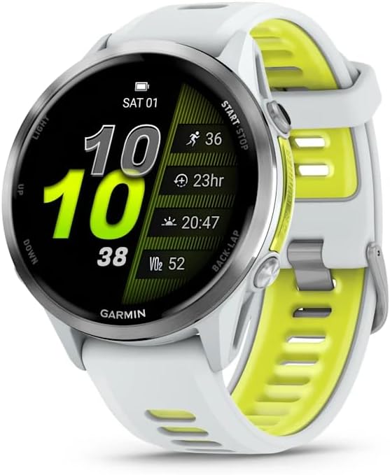 Garmin Forerunner 970 - obudowa Whitestone | Wysokiej klasy inteligentny zegarek do biegania z wyświetlaczem Amoled i wbudowaną latarką LED, do 15 dni pracy na baterii i uchwytem nawigacyjnym
