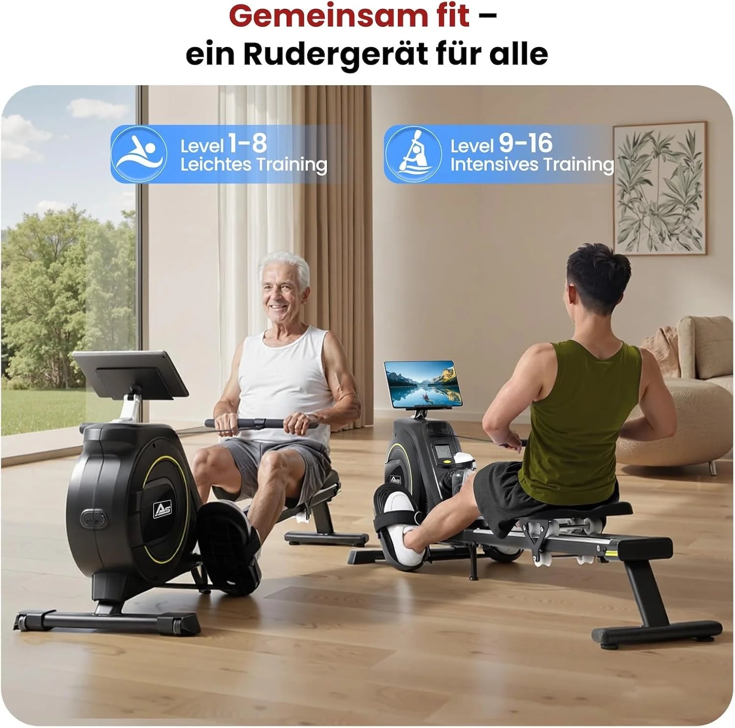 AsVIVA RA11 wioślarz składany | magnetyczny system hamowania i elektronicznie regulowany opór | wioślarz do domu | trening całego ciała i wytrzymałość | fitness | domowy trener do budowy mięśni i