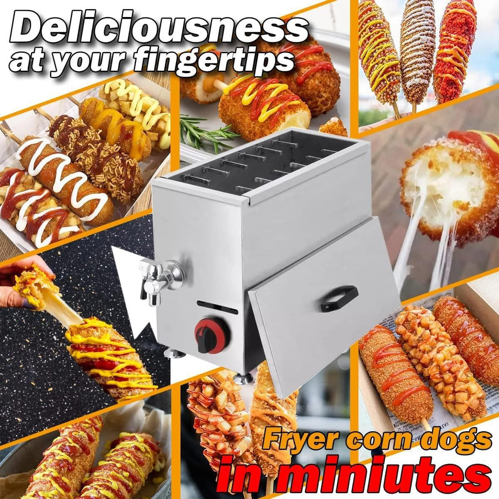 Komercyjna frytkownica do kukurydzy, gazowa frytkownica gazowa LPG do kuchni, restauracji, baru przekąskowego, jadalni, domu - pojemność 21 l do hot dogów serowych