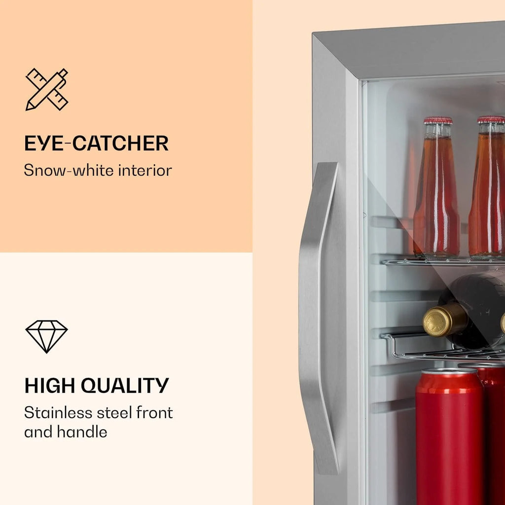 Klarstein Beersafe Quartz White lodówka na piwo, lodówka na napoje ze szklanymi drzwiczkami, lodówka, lodówka na butelki o pojemności 80 litrów