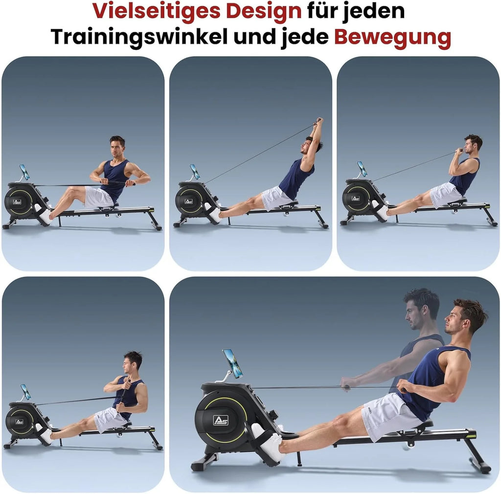 AsVIVA RA11 wioślarz składany | magnetyczny system hamowania i elektronicznie regulowany opór | wioślarz do domu | trening całego ciała i wytrzymałość | fitness | domowy trener do budowy mięśni i