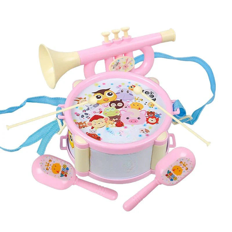 Double-Sided Baby Drum with Hand Tapping, Waist Strap & Trumpet