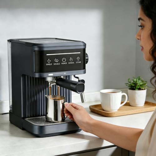20 Bar Espresso Machine Ekran dotykowy, Zintegrowany Frother mleka do lade i Cappuccino, 1,8L Wyjmowany zbiornik na wodę, półautomat Auto ekspres do kawy z pompą wysokociśnieniową do użytku domowego