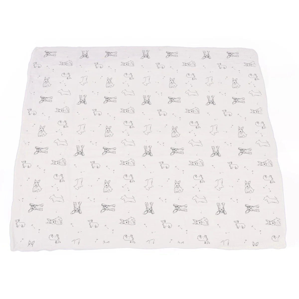Corgi and Dandelion Seeds Bamboo Muslin Blanket