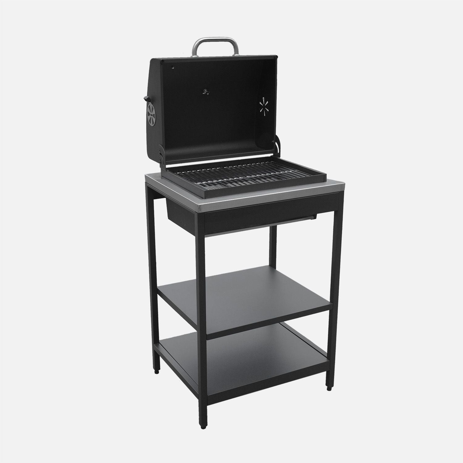 Grill węglowy ze stali nierdzewnej, chromowany ruszt 2