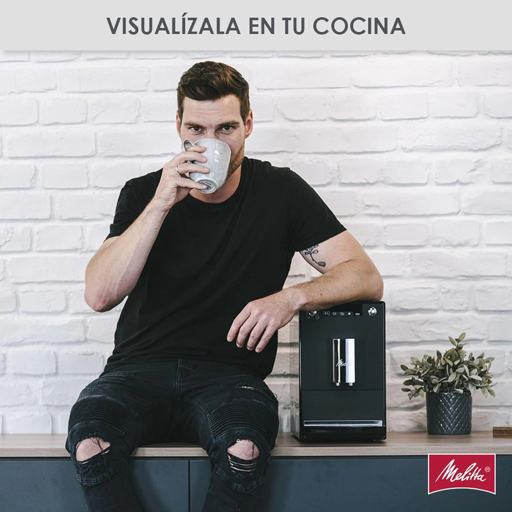 Melitta E 950-222 Caffeo Solo Automatyczny Ekspres do Kawy, 1400 W, 1,2 Litra, Czarny/Srebrny
