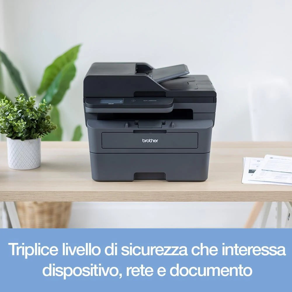 Brother DCP-L2665DW - wielofunkcyjna drukarka 3 w 1 (drukowanie/skanowanie/kopiowanie) czarno-biała - WiFi i Ethernet - automatyczna ładowarka - 50 arkuszy - 6-miesięczny bezpłatny okres próbny w