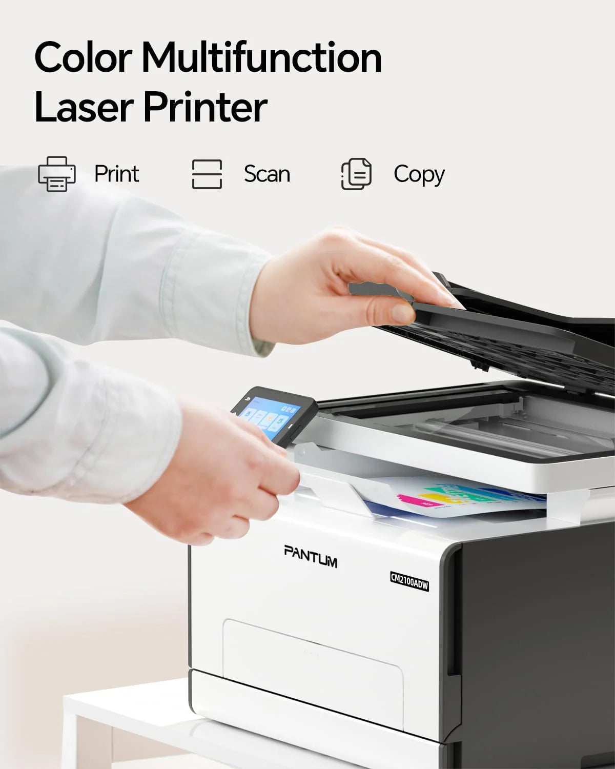 PANTUM CM2100ADW kolorowa drukarka laserowa, urządzenie wielofunkcyjne, skaner, kopiarka 3 w 1 z ADF, Wi-Fi, Ethernet, USB, automatyczne drukowanie dwustronne, 20 ppm (wersja uaktualniona)