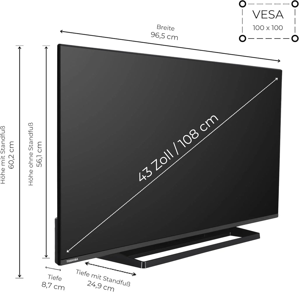 Toshiba Telewizor 55 cali Smart TV Fire TV 4K UHD Telewizor Dolby Vision HDR & Dolby Atmos, Sound by Onkyo, Triple Tuner, LED TV 55UF3F63DAR (2026)