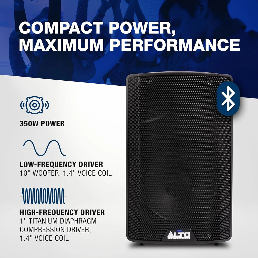 ALTO TS410 Aktywny Głośnik PA 2000W 10 z 3-Kanałowym Mikserem, Bluetooth, Bezprzewodowym Podłączaniem Głośników, DSP i Aplikacją