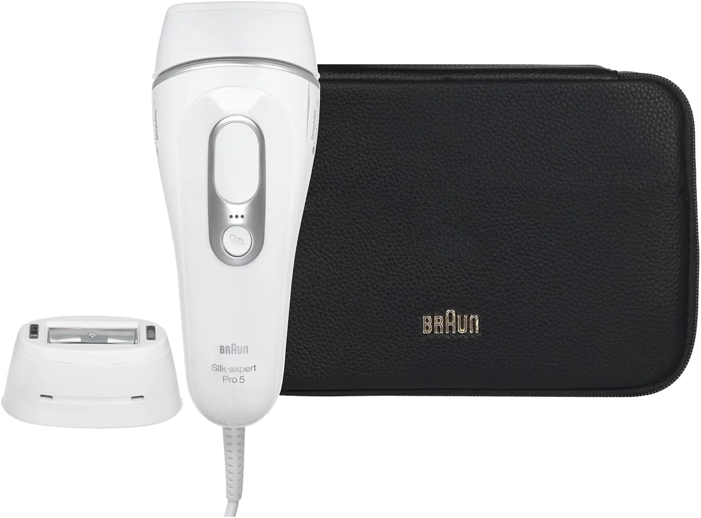 Braun IPL Silk·expert Pro 5, usuwanie włosów w domu, z torbą do przechowywania, golarka Gillette, 2 nasadki, PL5145