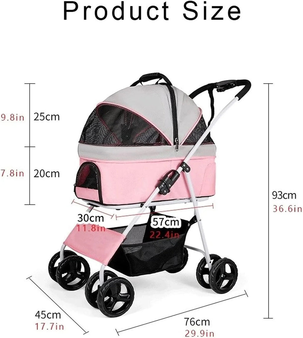 Premium Pet Stroller Cat Dog Wózki dla średnich psów, składany wózek dla kota dla 2 kotów Wózki dla psów Wózki dla małych psów Oddychający wózek dla psa Wózek buggy (kolor: jasnoszary) (ciemnoszary)