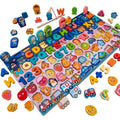 Wooden Sorting Puzzle with Magnetic Fishing, Board, Letters & Numbers