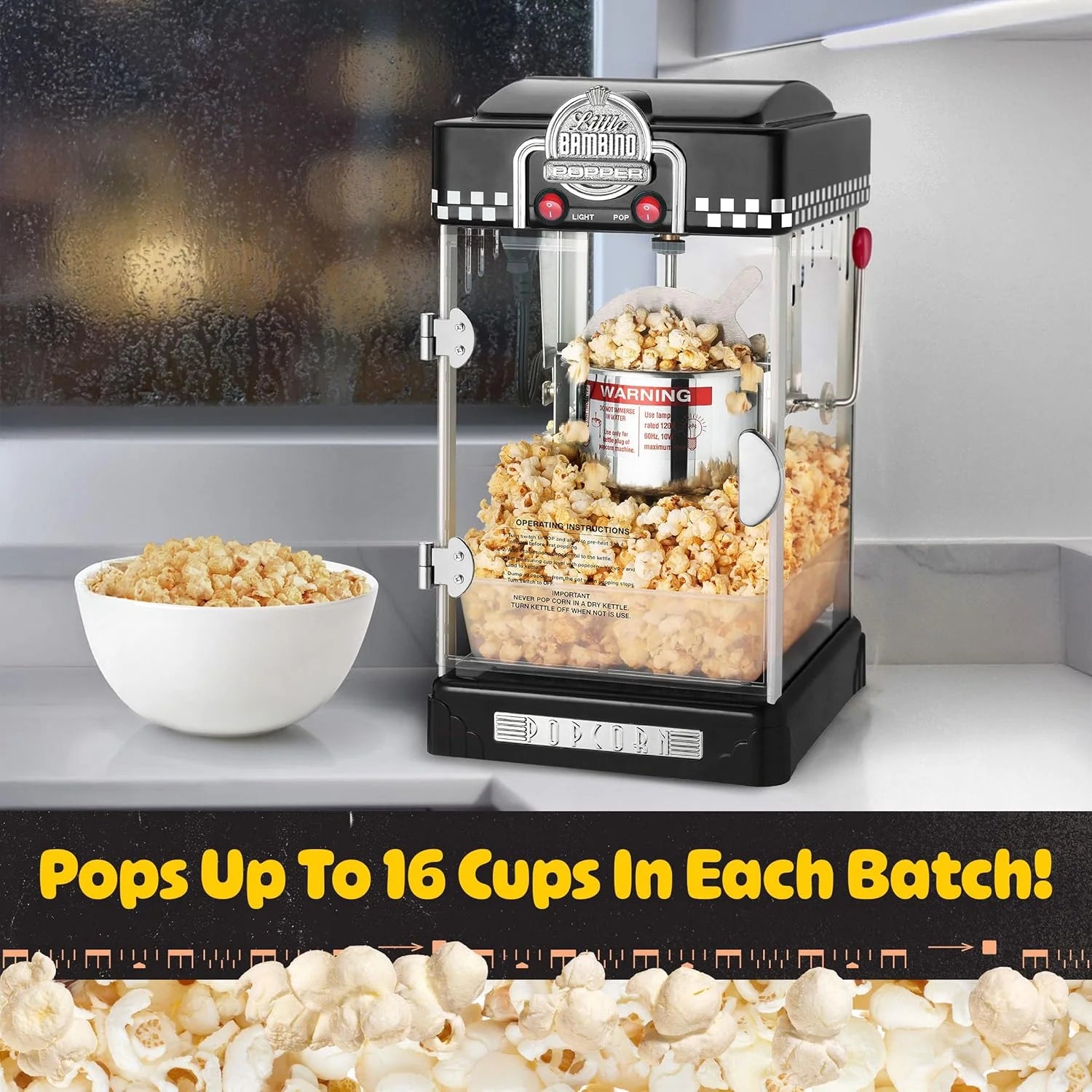 Little Bambino Maszyna do popcornu - 2,5 uncji stolik filmowy teatr popcorn popper ze stali nierdzewnej od Great Northern Popcorn (czarny)
