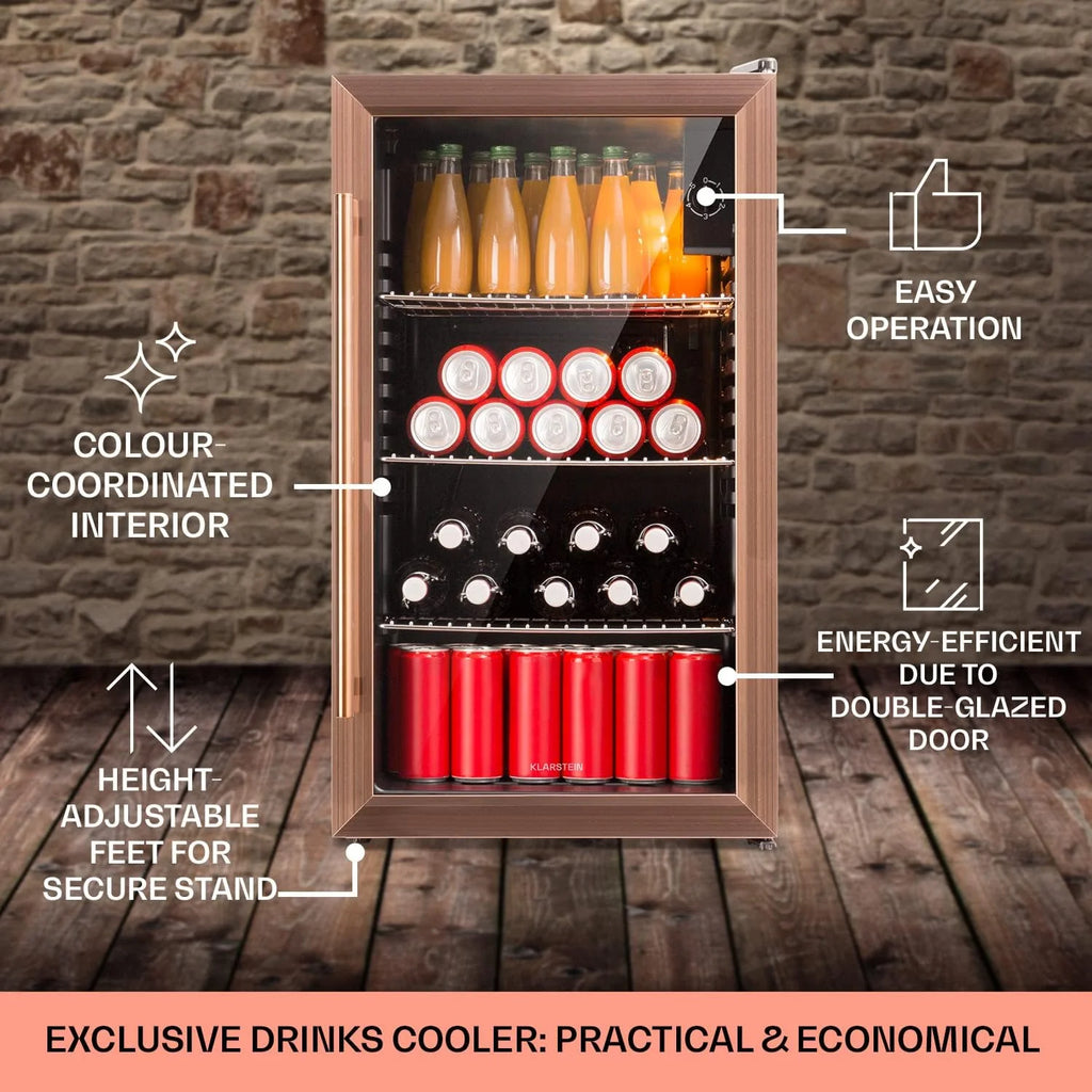Klarstein Beersafe Quartz White lodówka na piwo, lodówka na napoje ze szklanymi drzwiczkami, lodówka, lodówka na butelki o pojemności 80 litrów