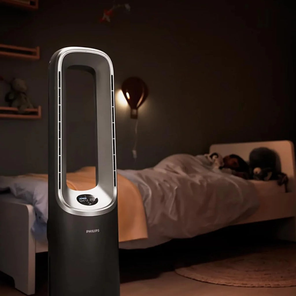 Philips Air Performer 3w1 - wentylator, oczyszczacz powietrza i grzejnik, Filtr NanoProtect HEPA, Usuwa alergeny, wirusy, bakterie, zapachy i 99,97% pyłków z powietrza, Cichy, Kolor Szary (AMF870/15)