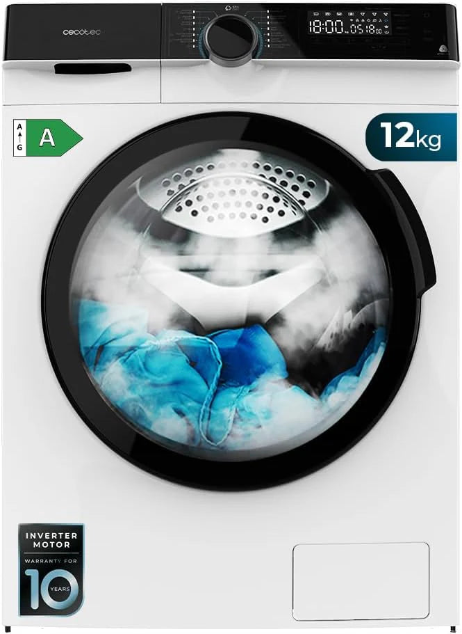 Cecotec Pralka 8 kg z ładowaniem przednim Bolero DressCode 8900 Inverter FullColor Steel A. stal 1400 obrotów, ekran 10,3, 11 programów, falownik, SteamMax, klasa A