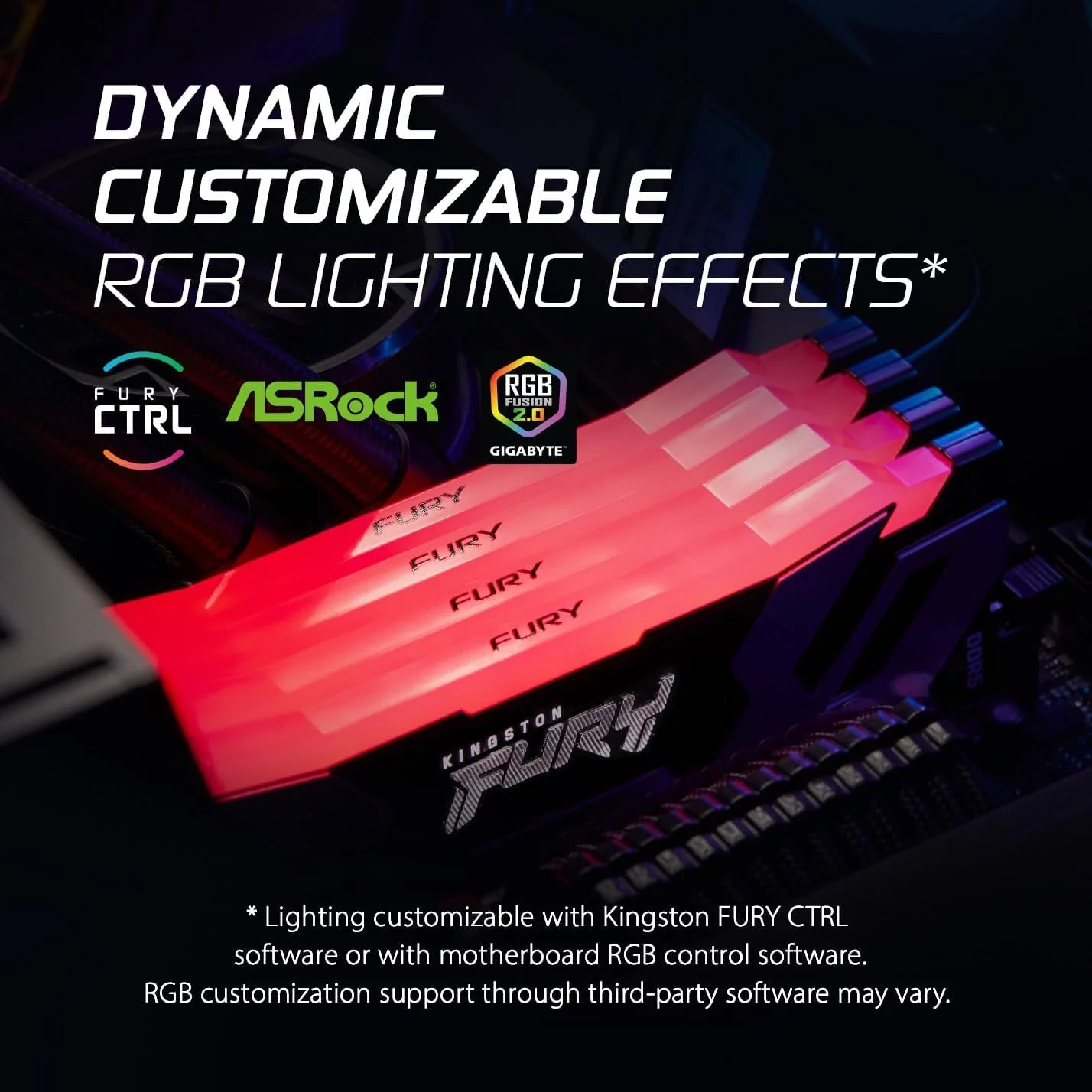 Kingston Fury Renegade Czarny RGB 16 GB 6400MT/s DDR5 CL32 DIMM pamięć do gier do komputera stacjonarnego - KF564C32RSA-16