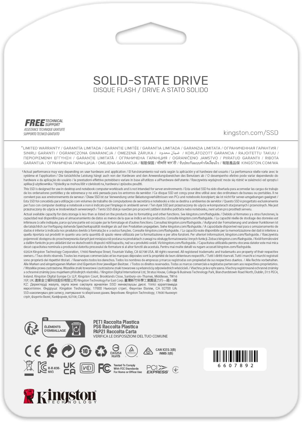 Kingston NV3 NVMe PCIe 4.0 Internal SSD 4TB M.2 2280-SNV3S/4000G