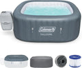 4 to 6 Person Inflatable Hot Tub Square Portable Outdoor Spa with 114 Soothing AirJets and Insulated Cover.