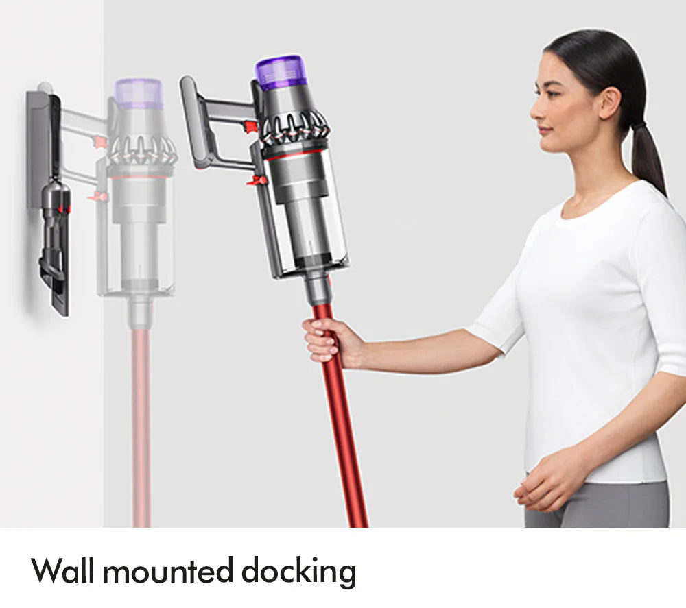Odkurzacz pionowy bezprzewodowy Dyson V11 Extra z 2026 r. – do 60 minut pracy – wykończenie w kolorze niklu i czerwieni