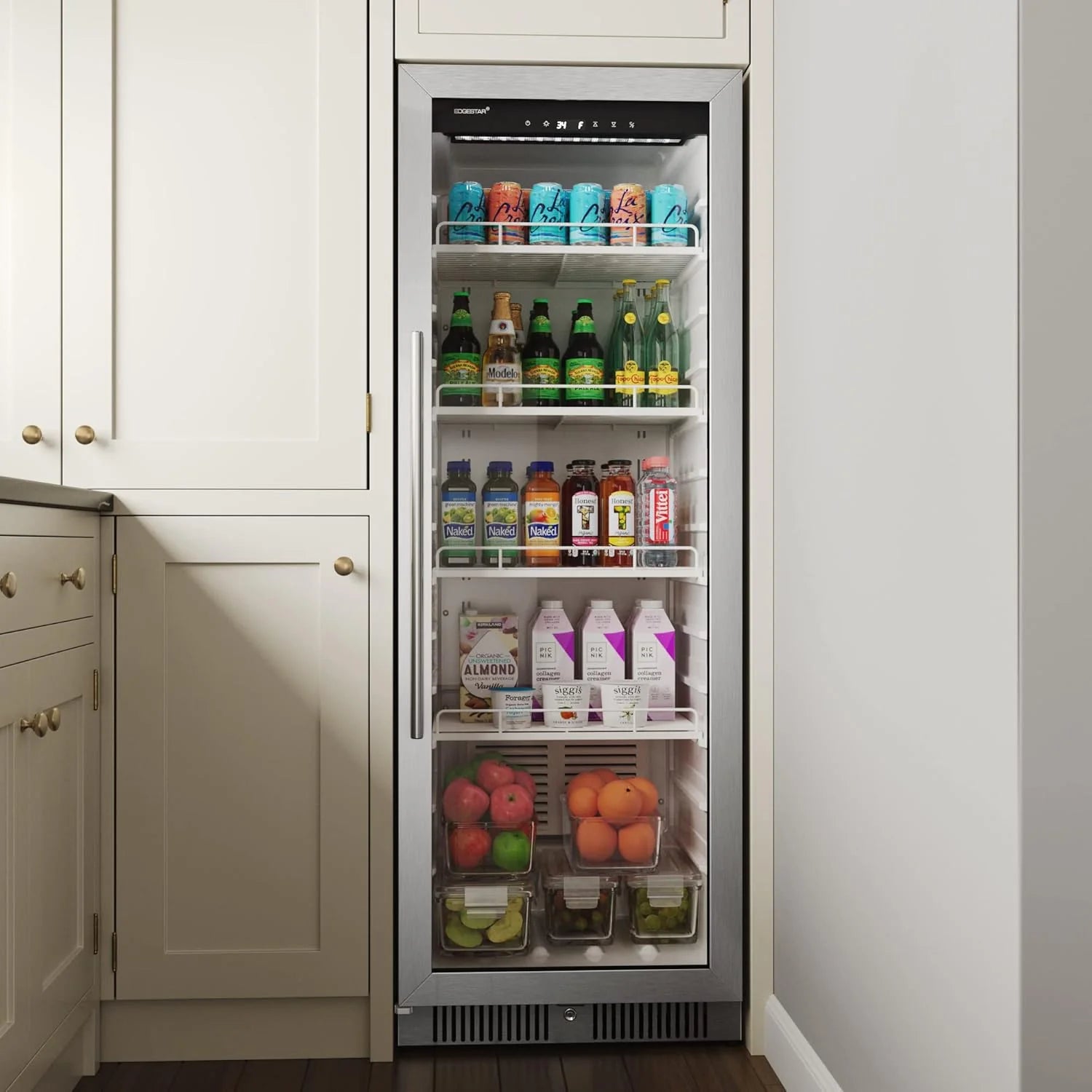 22 Wide 10.1 Cu. Ft. Commercial Beverage Merchandiser – Stainless Steel, Temp Alarm, Reversible Door
