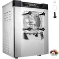 VEVOR Komercyjna maszyna do lodów, 16-20 l/h, 1400 W, z inteligentnym wyświetlaczem LCD i różnymi smakami, do baru przekąskowego, restauracji, srebrna