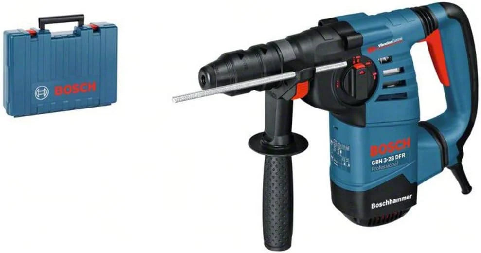 Bosch Professional: młot udarowo-obrotowy GBH 3-28 DFR (800 W, nominalna prędkość obrotowa 0 – 900 min-1, wymienny uchwyt SDS plus, ogranicznik głębokości 210 mm, walizka)