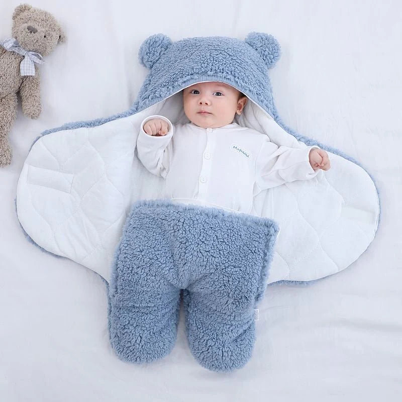 Plush Wrap Colored Blanket with Cotton Lining for Babies Ages 0–2