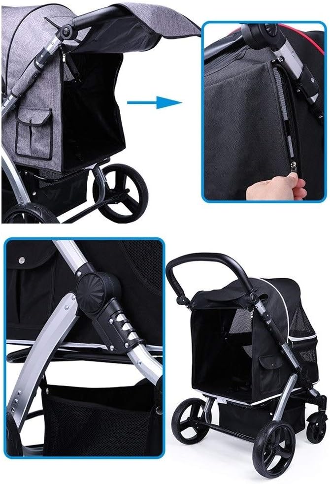 Wózek dla dużych psów do biegania, wózek dla psów Premium High Landscape Pet Stroller, duże wózki dla psów (czerwony)
