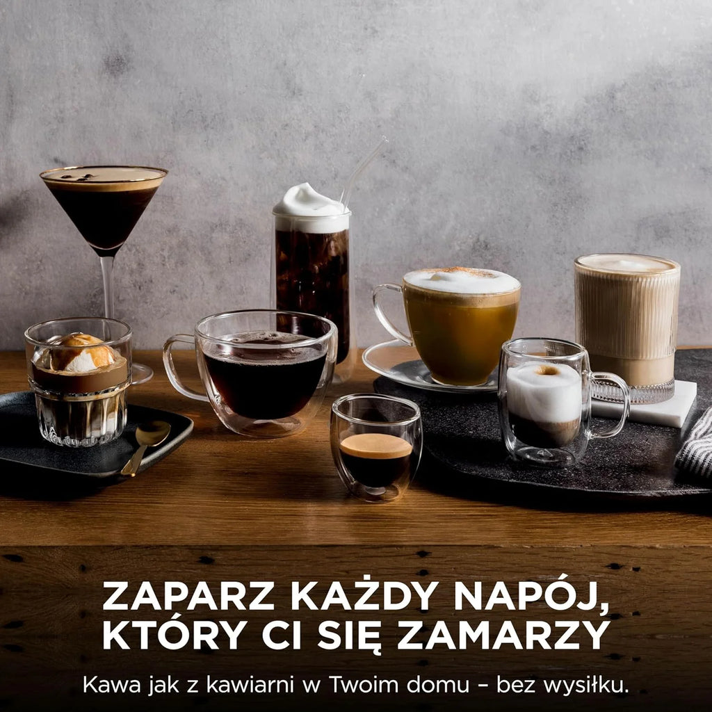 Ninja Luxe Premier Ekspres do kawy 3 w 1, latte, cappuccino, cold brew, espresso, wbudowany młynek i spieniacz do mleka, łatwy w obsłudze, 4 automatyczne ustawienia spieniania, srebrny, ES601EU