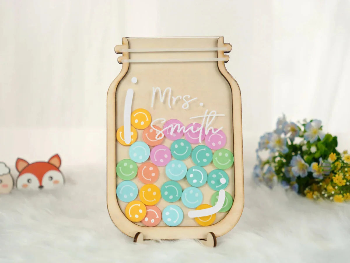 Wooden Reward Jar with Acrylic Glass for Task Tracking and Motivation