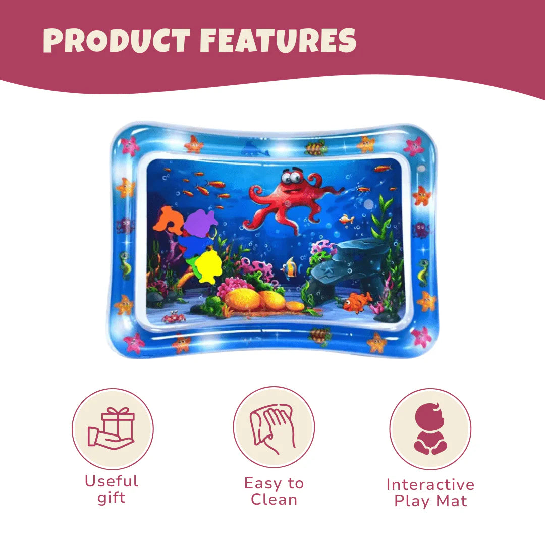 Inflatable Tummy Time Water Mat for Babies, 26×20in Sensory Surface